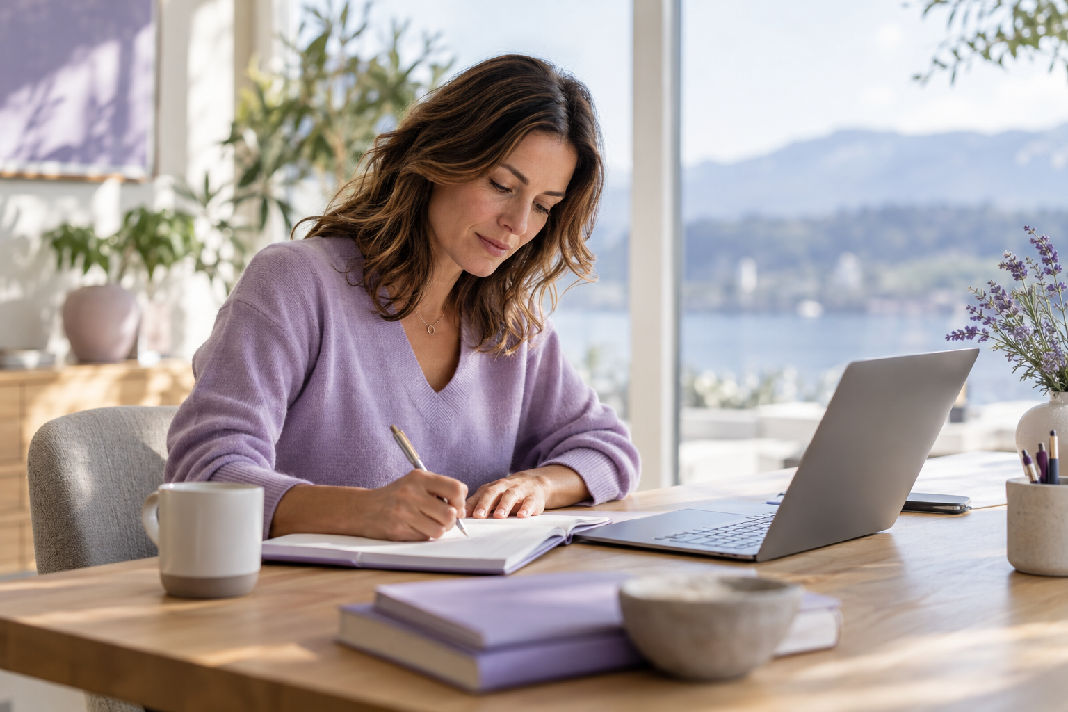 Illustrative scene of a professional taking notes during a learning exercise.